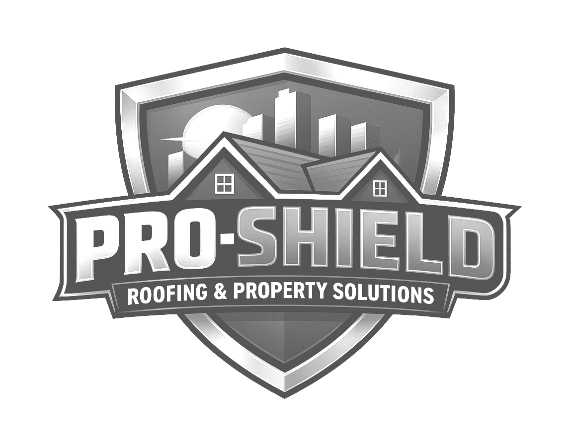 pro shield roofing solutions logo upscaled transparent light greyscale